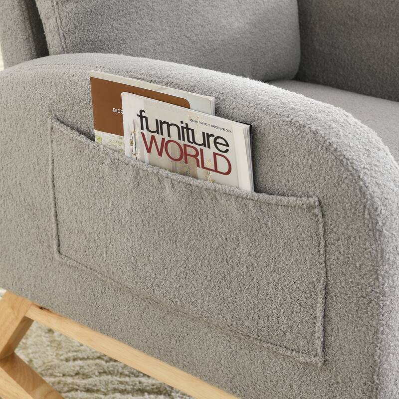 GDFStudio - Emilia Modern Fabric Upholstered Rocking Chair with Ergonomic Design and Side Pockets - 27.6 "W