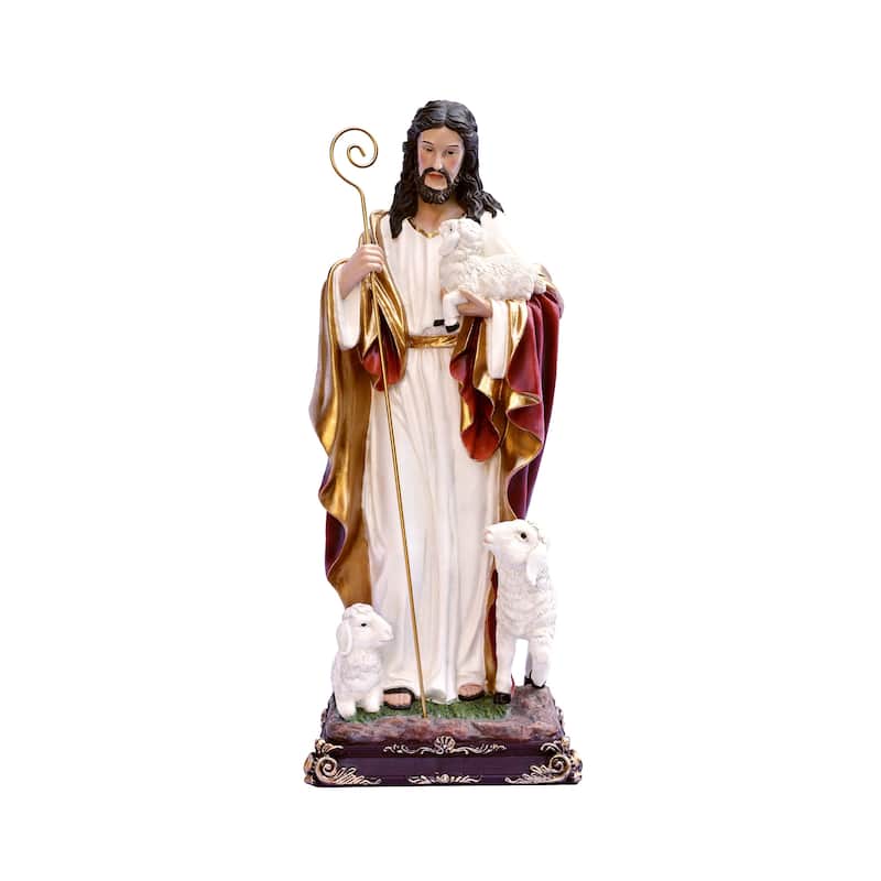 Good Shepherd Jesus Outdoor Garden Statue - 24"