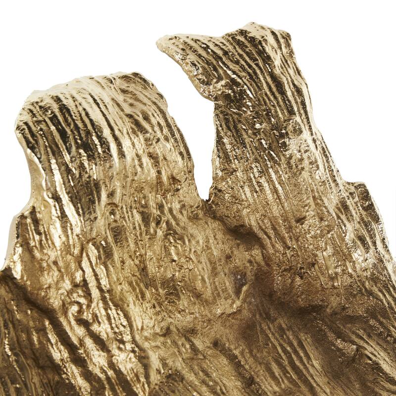 Aluminum Metal Leaf Textured Folded Leaf Decorative Bowl - Gold - Roche River Decor