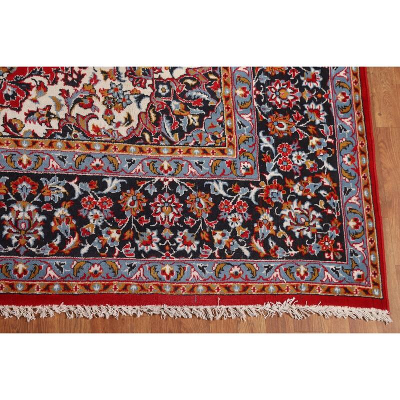 Floral Red Kashan Turkish Area Rug Dining Room Machine Made Carpet - 9'9" x 12'7"