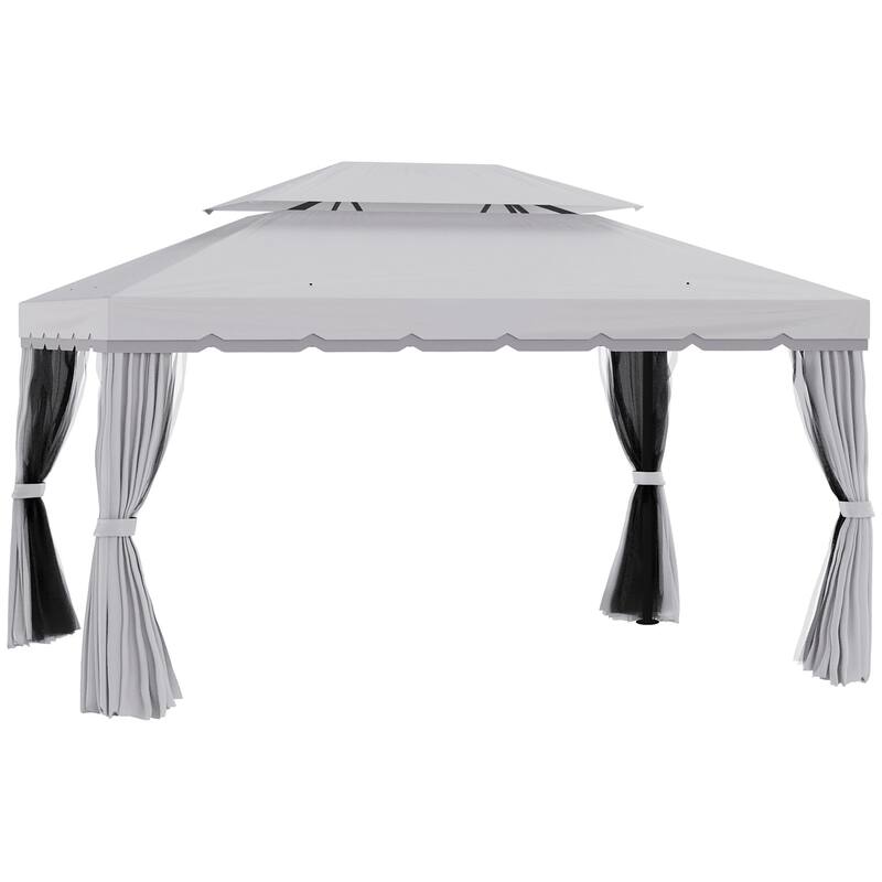 Outsunny 9.5' x 13 Patio Gazebo, Aluminum Frame for Outdoor, Dark Gray