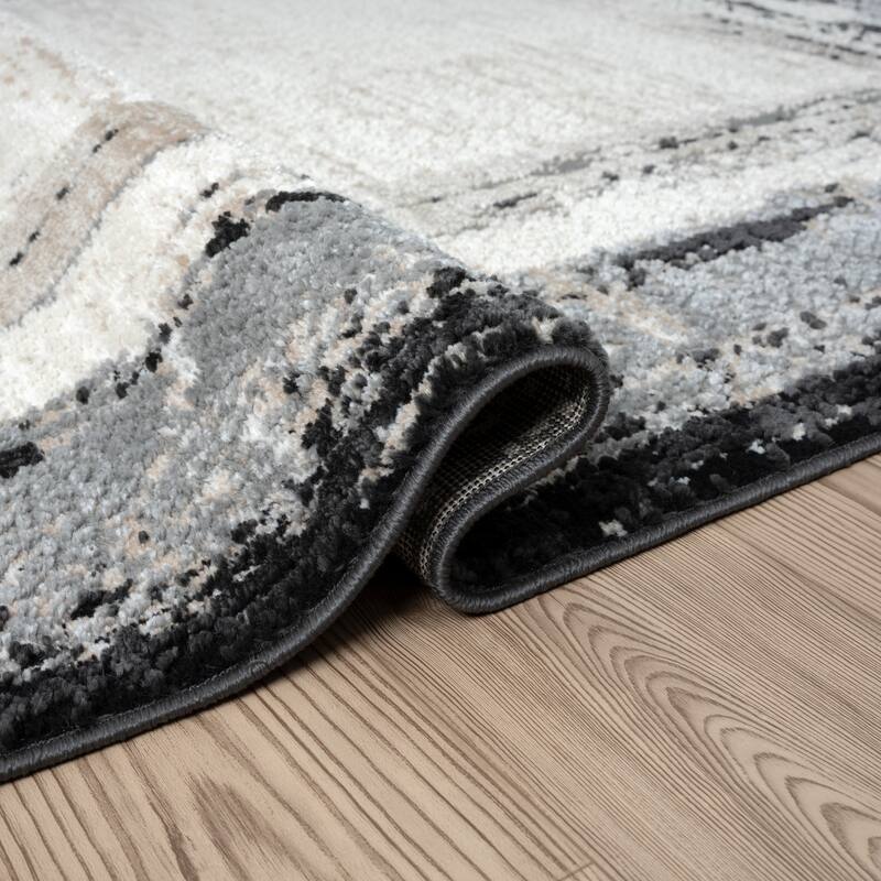 Abani Viva VIV140A Ivory Abstract Border Grey Area Rug