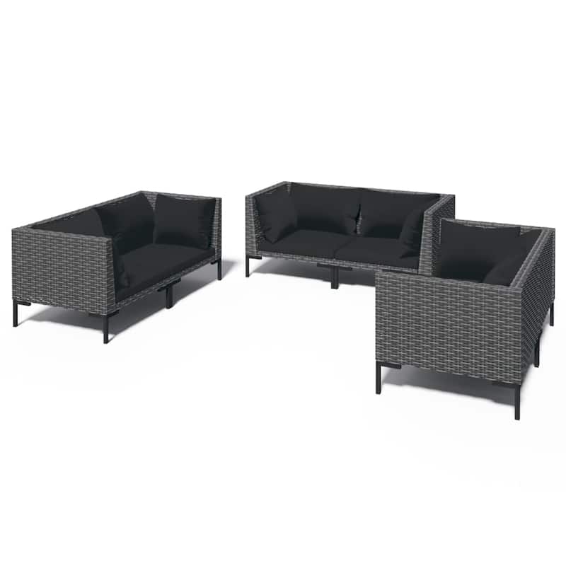 vidaXL Patio Lounge Set Outdoor Sectional Sofa Set Table Poly Rattan Dark Grey - 27.6" x 27.6" x 24"