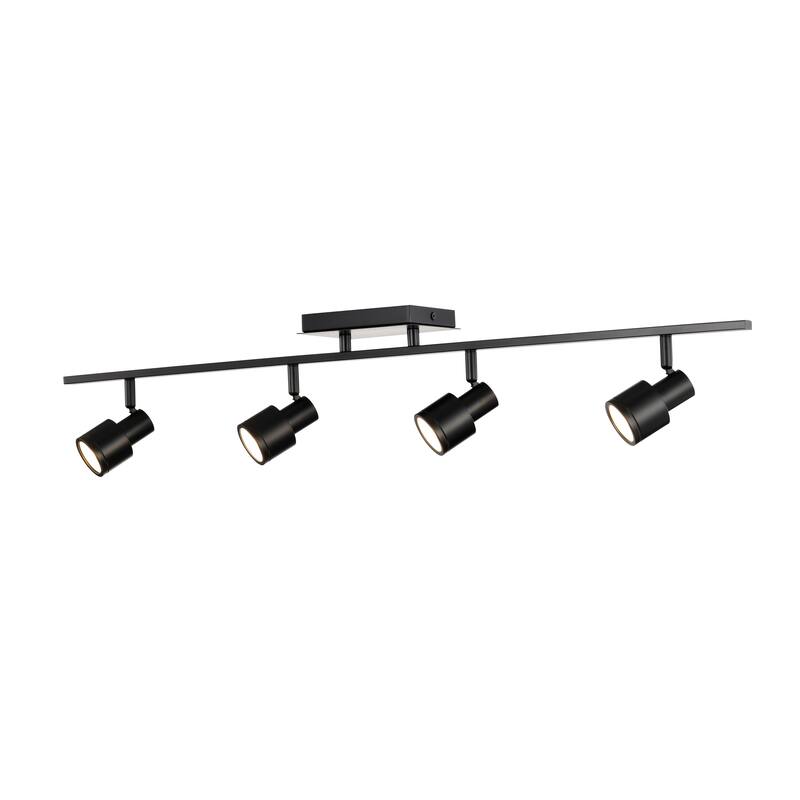3 ft. 4-Light Matte Black Gimbal Head Track Lighting, Bulbs Included