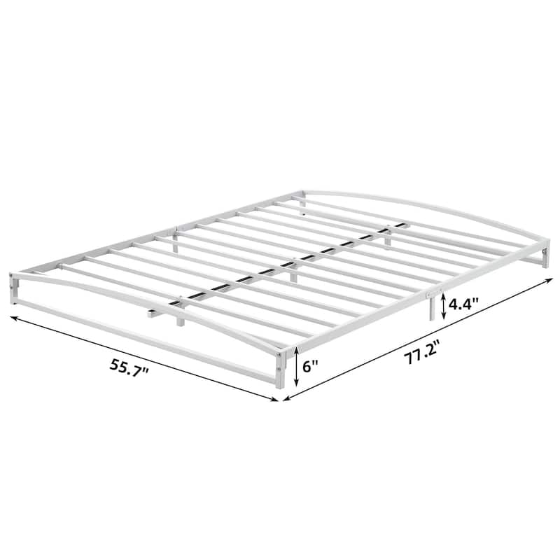 Low Bed Frame，Metal Platform Bed Frame with Arch Design