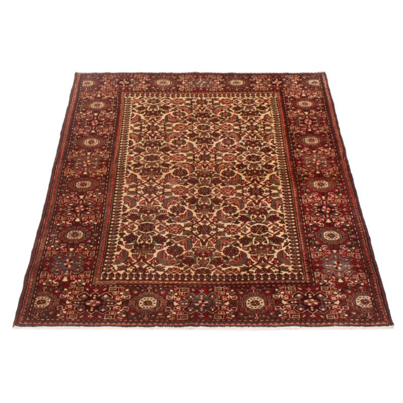 ECARPETGALLERY Hand-knotted Andelz Cream, Grey, Red, Red, Salmon Wool Rug - 4'7 x 6'8