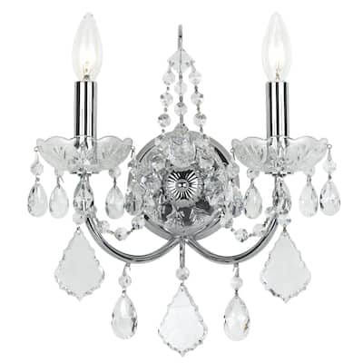 Imperial 2 Light Spectra Crystal Chrome Sconce - 12'' W x 14'' H x 5'' D
