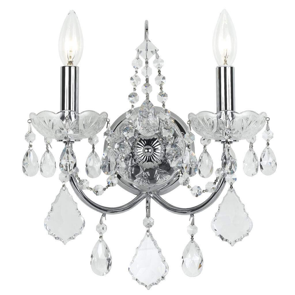 Imperial 2 Light Spectra Crystal Chrome Sconce - 12'' W x 14'' H x 5'' D