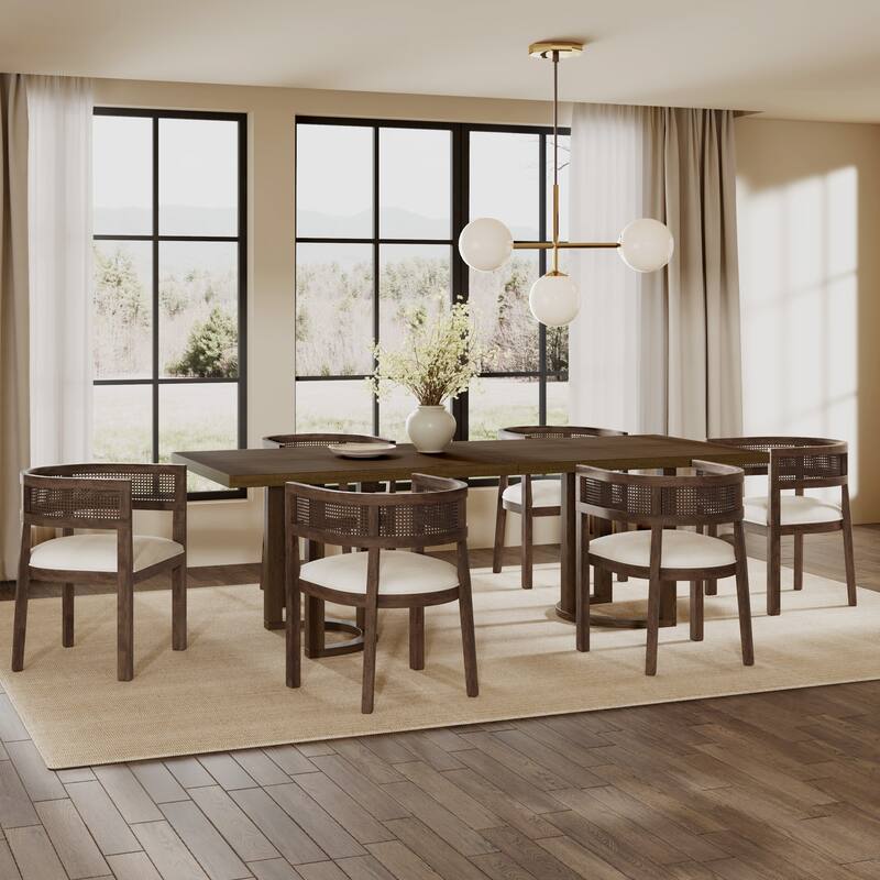 Christopher Knight Home - Isadora Rubberwood 7 Piece Dining Set - Beige+Walnut