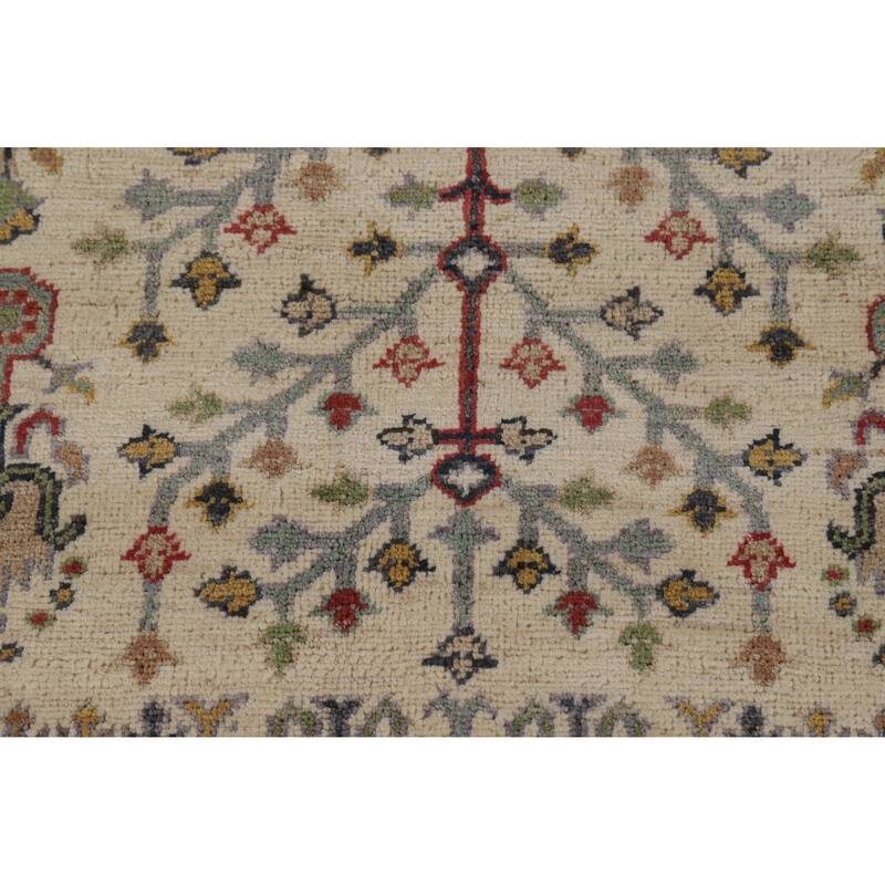 Hand Knotted Oriental 100% Wool Carpet Traditional All-Over Beige & Ivories Ziegler Area Rug - 6' 7'' X 5' 0''