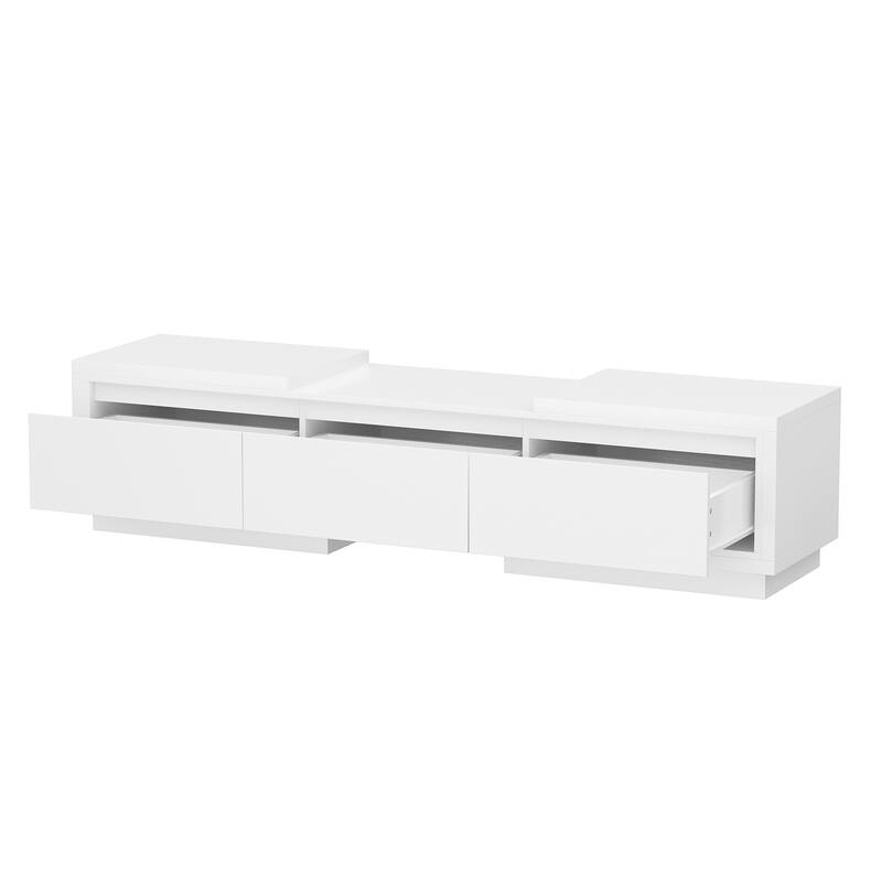 Modern Style Extendable TV Stand with 3Drawer White/Black 65.4"-106.3" Entertainment Center Table