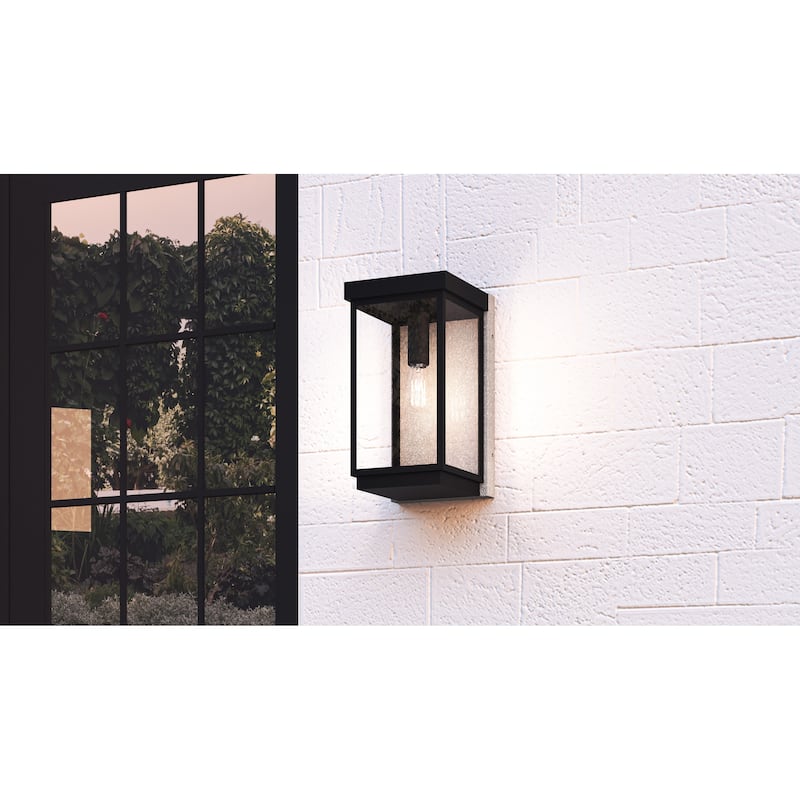 Ezra 1-Light Earth Black Outdoor Wall Lantern