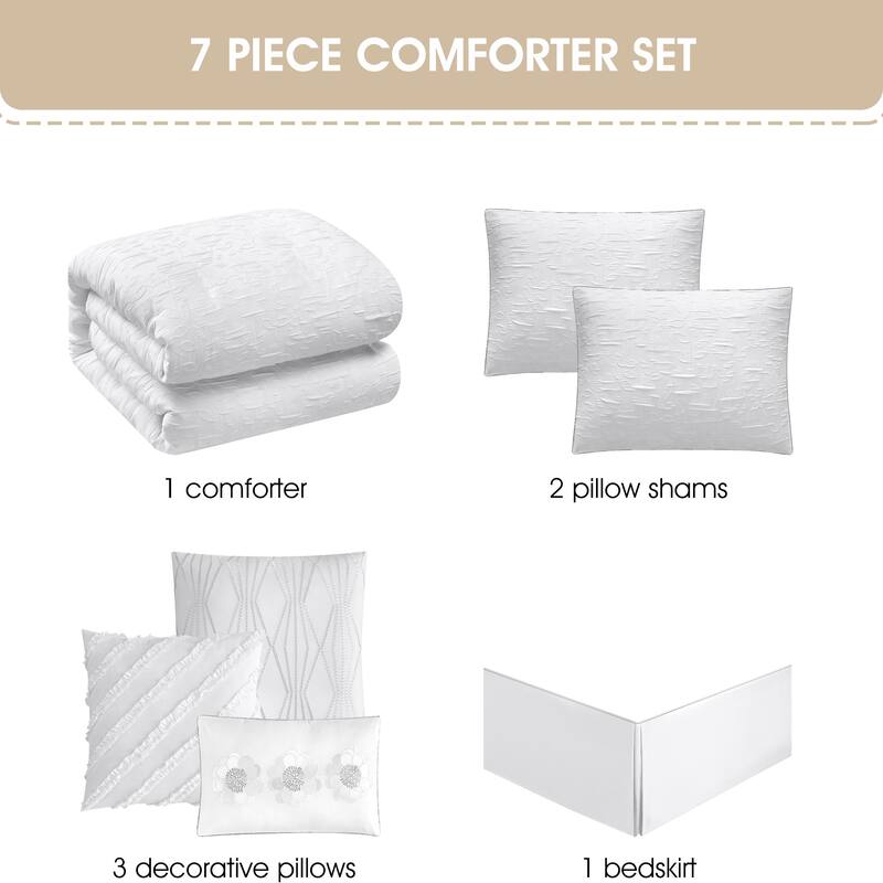 Nanshing Coleen 7 Piece Textured Botanical Comforter Set