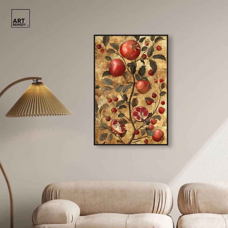 Golden Pomegranate Canvas by Art Remedy