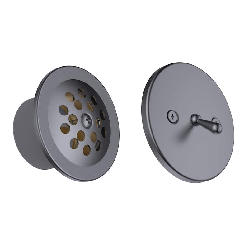 Fine Fixtures Bathtub Shower Drain - 20 Gauge Tubing, Trip Lever Overflow Assembly Tub Drain Kit - Gun Black