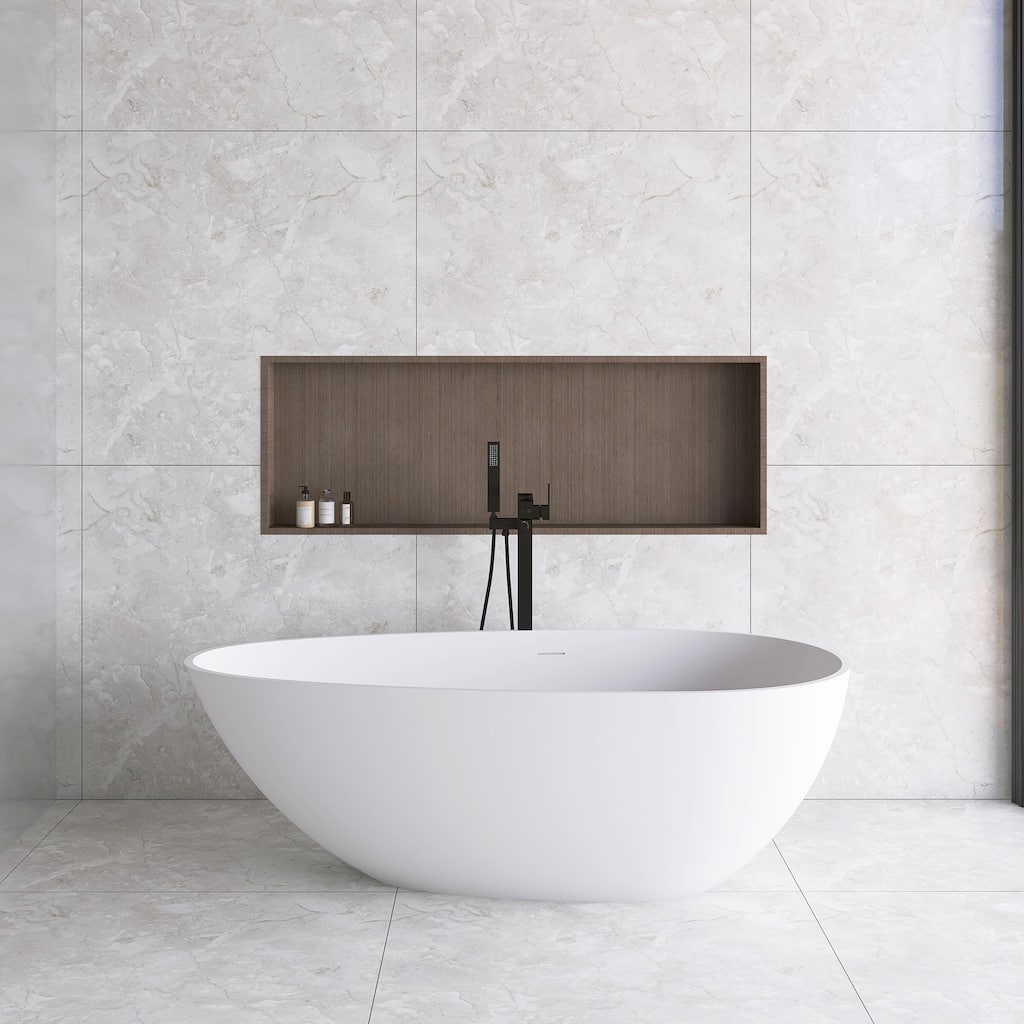 Solid Surface Freestanding Bathtub in Matte White