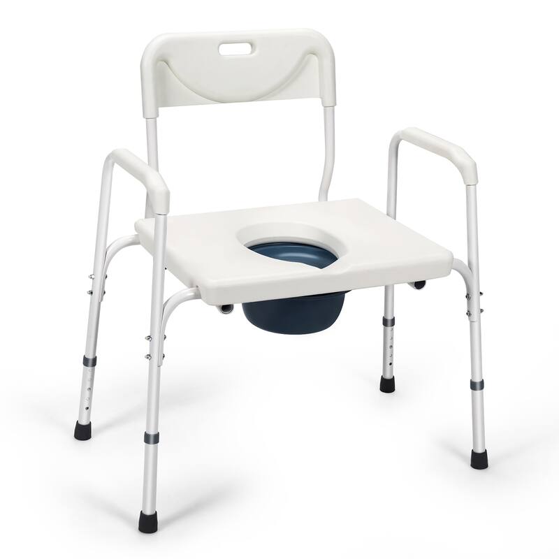 Costway 3-in-1 Mobility Bedside Commode Portable Toilet with - White - See details