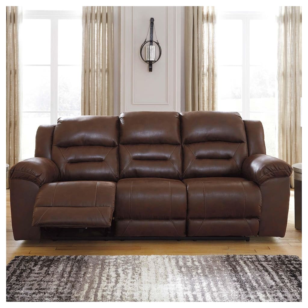 Stoneland Contemporary Reclining Sofa Chocolate