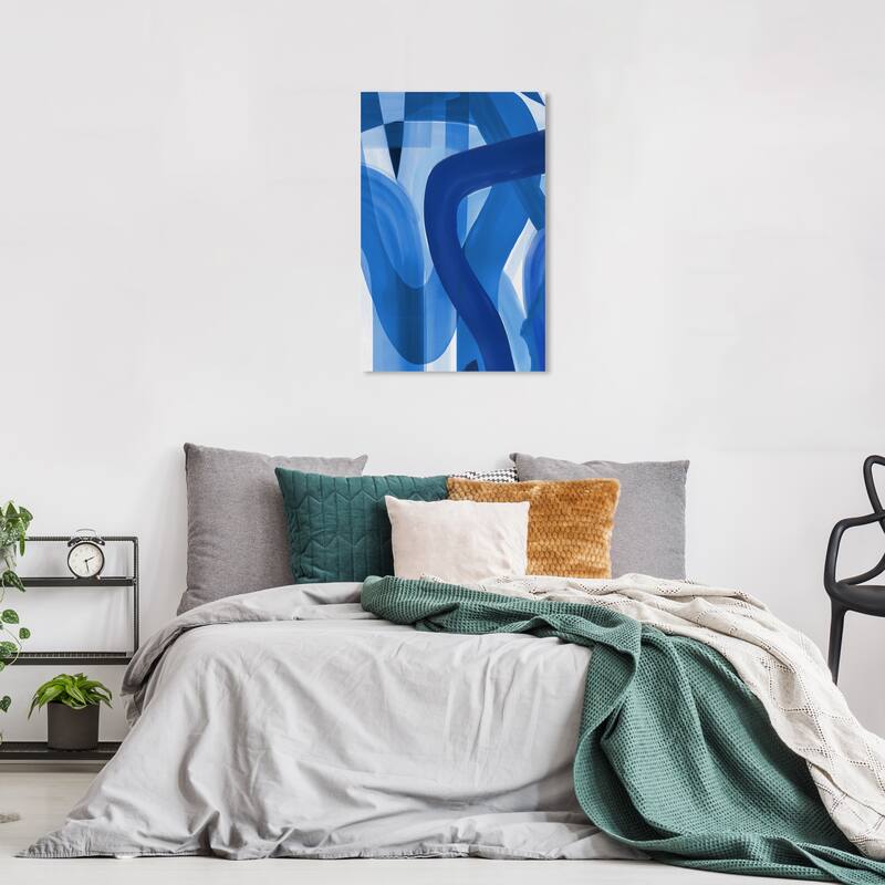 Wynwood Studio Canvas Abstract Greek Waves III Blue and Nautical & Coastal Wall Art Canvas Print - 24 x 16