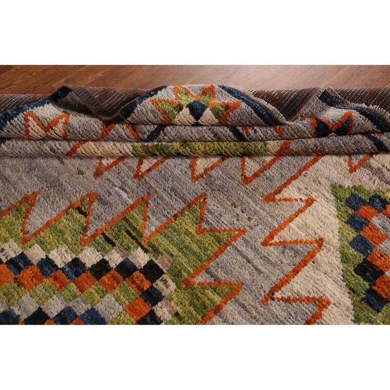 Geometric Moroccan Oriental Area Rug Hand-Knotted Oriental Wool Carpet - 9'8" x 13'4"