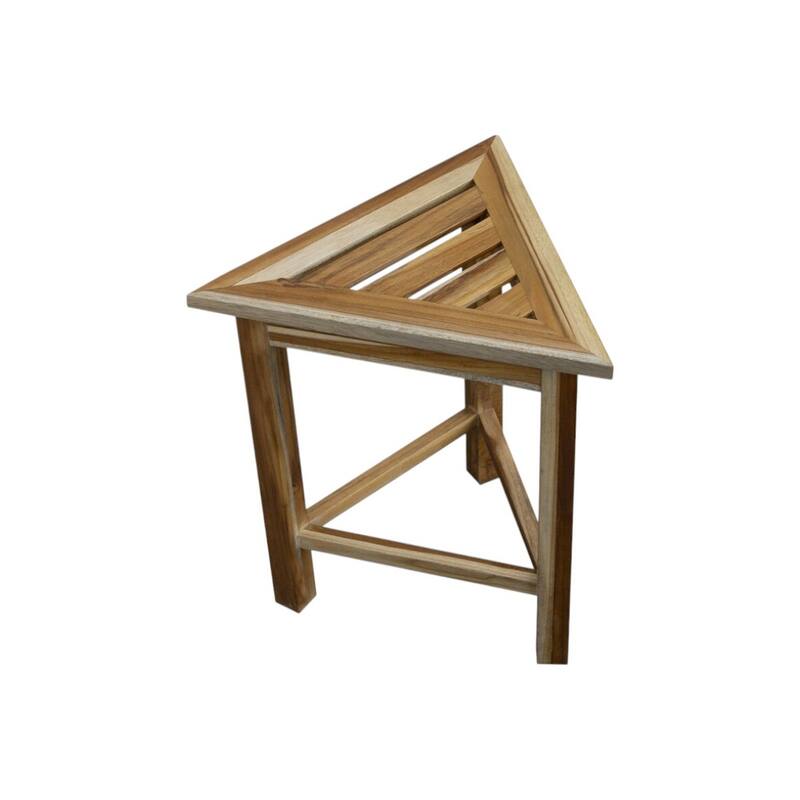 Hotel White Teak 18" Triangle Corner Shower Bench or Shelf