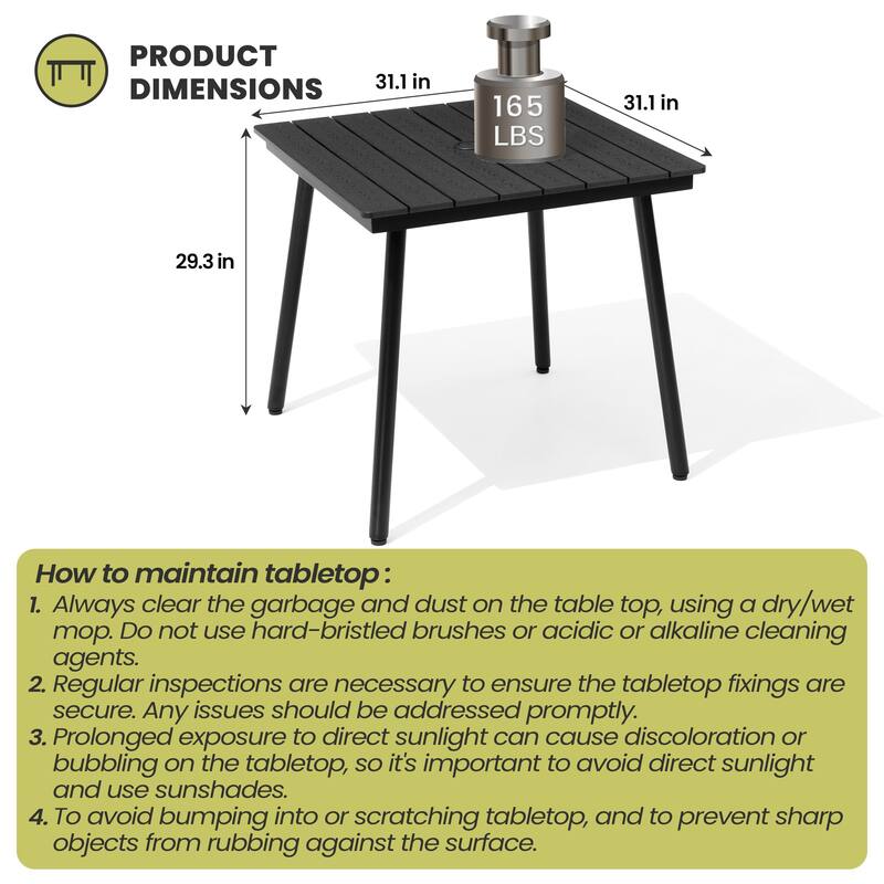 Outdoor Dining Furniture Rectangular Dining Table with Umbrella Hole