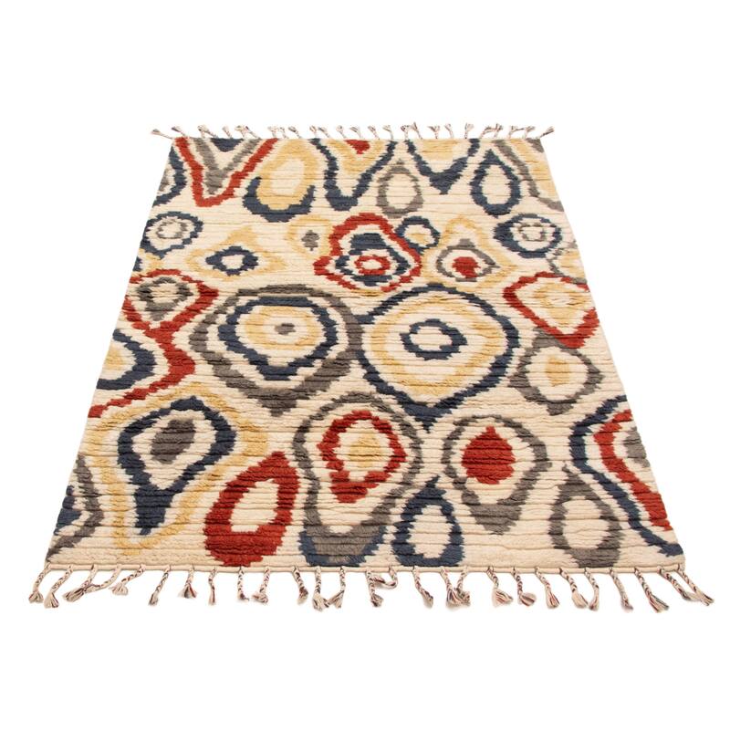 ECARPETGALLERY Hand-knotted Tangier Cream Wool Rug - 5'4 x 8'0