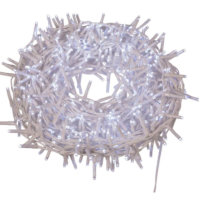 Kurt Adler 600-Light 49.2-Foot Cool White LED White Wire Rice Light Set