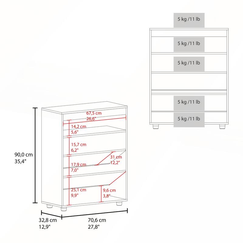 Freestanding Footwear Storage Cabinet with Double Doors and Interior Shelves