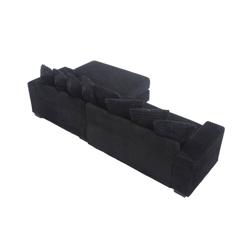 Oversized Two-Piece Couches, L Shaped Sofa, Corduroy, Right Chaise Daybed,with Armrests,Eight Throw Pillows,Corner Sofa