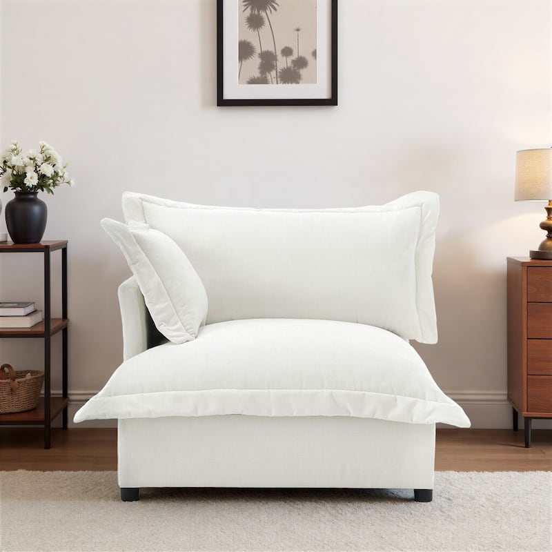 Double Layer Cushion Comfy Cloud Modular Sectional Sofa Couch Ottoman - Beige-Armchair-LeftFacing - Left Facing