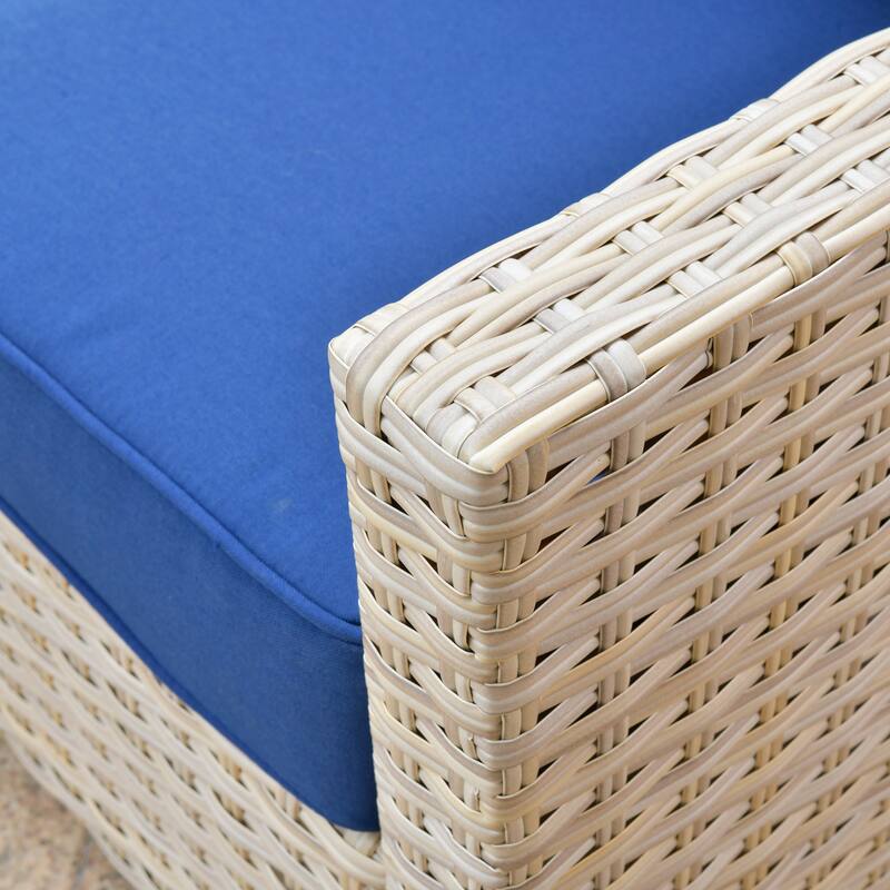HOOOWOOO 8-piece Wicker Patio Furniture Conversation Set with Fire Pit Table
