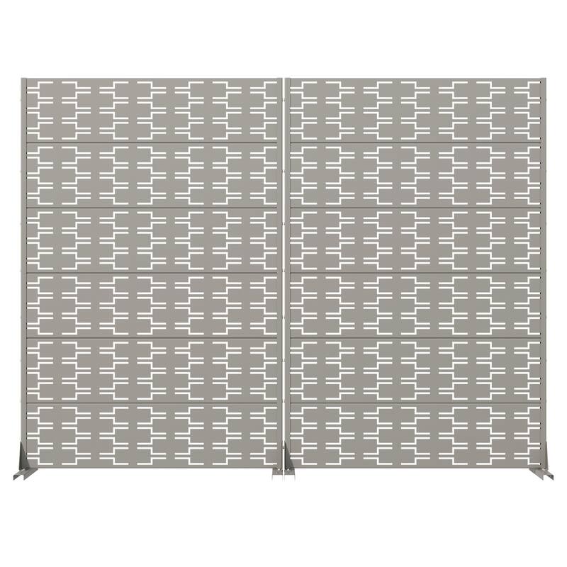 Outdoor Privacy Screen Metal Screen Fence Panel Set of 2