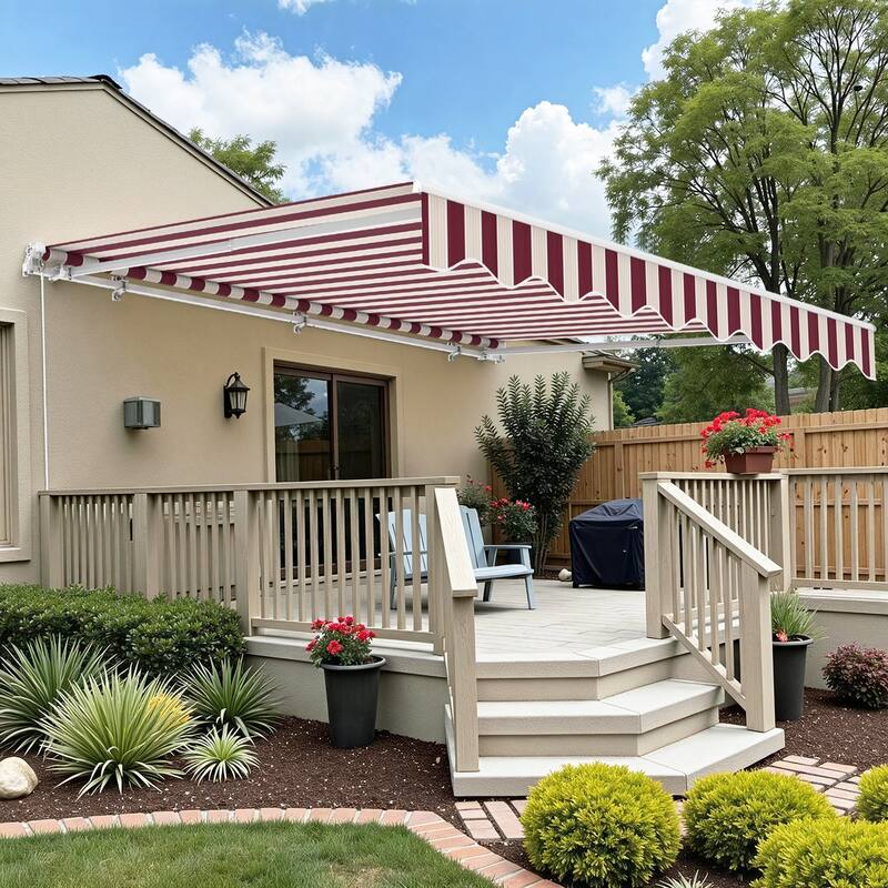 MCombo10x8Feet Manual Retractable Patio Door Window Awning Sunshade Shelter Outdoor Canopy