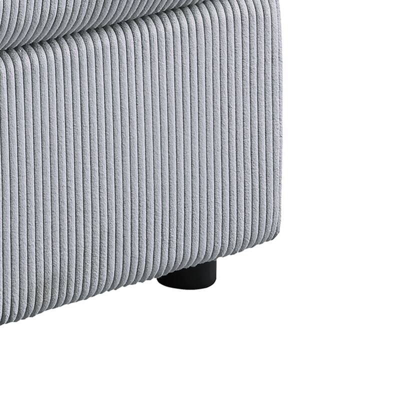 Light Gray Corduroy Upholstered Modular Piece with Low Legs