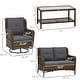 preview thumbnail 3 of 23, Outsunny 4 Piece PE Wicker Patio Furniture Set, Conversation Set with 2 360° Swivel Rocking Armchairs, 1 Loveseat Sofa