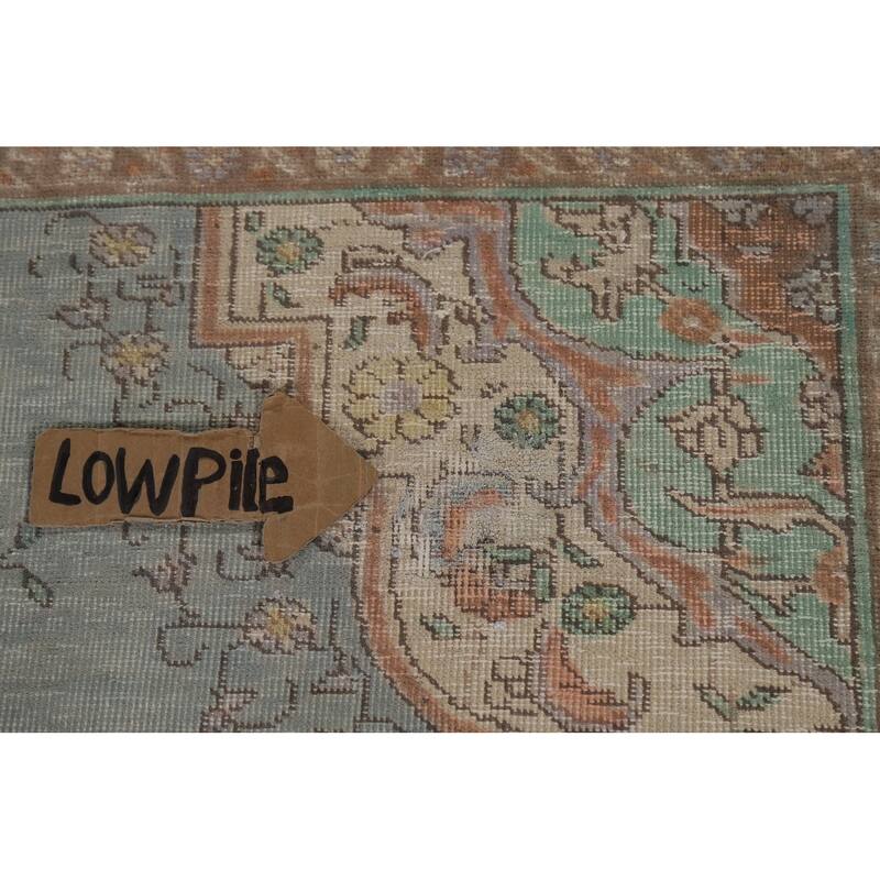 Hand Knotted Oriental 100% Wool Carpet Traditional Floral Navy Blue & Blues Tabriz Area Rug - 8' 11'' X 5' 8''