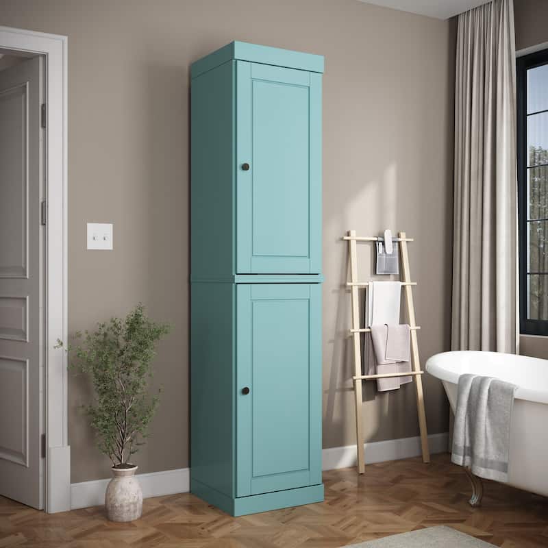 100% Solid Wood 16.5" Bathroom Cabinet with Optional Doors by Palace Imports - Aqua Blue-Solid