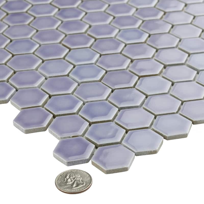 Merola Tile Hudson 1" Hex Lavender 11-7/8" x 13-1/4" Porcelain Mosaic Floor and Wall Tile