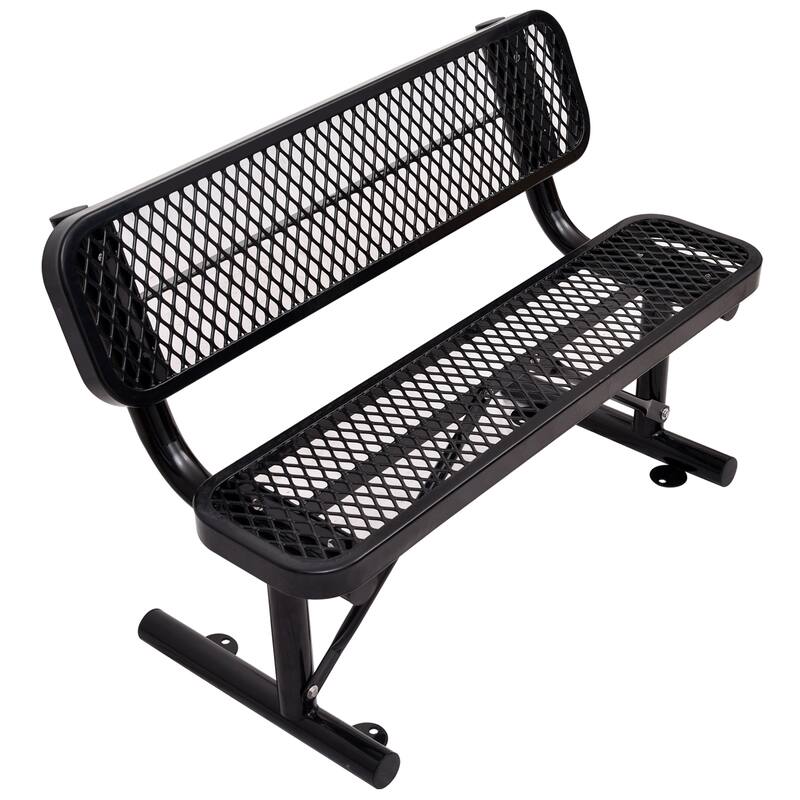Outdoor Steel Bench With Backrest
