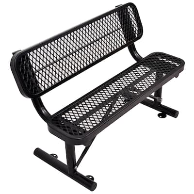 Outdoor Steel Bench With Backrest