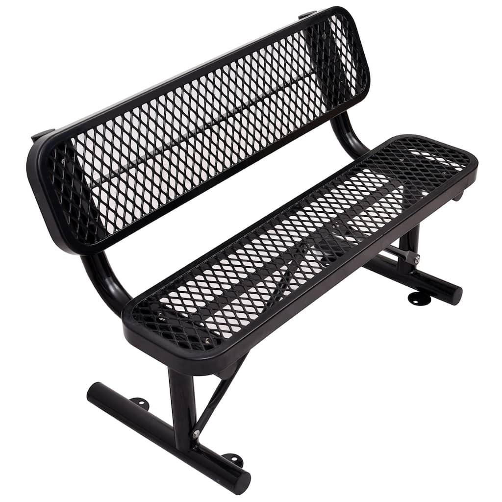 Outdoor Steel Bench With Backrest