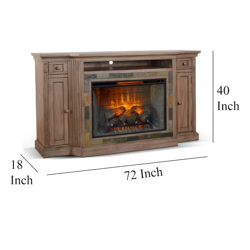 Lio TV Media Entertainment Console, Slate Inlay Taupe Brown 72 Inch