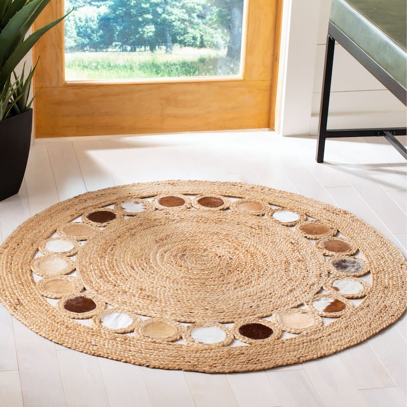 SAFAVIEH Handmade Natural Fiber Marieke Casual Solid Jute Rug - 3' Round - Beige/Brown