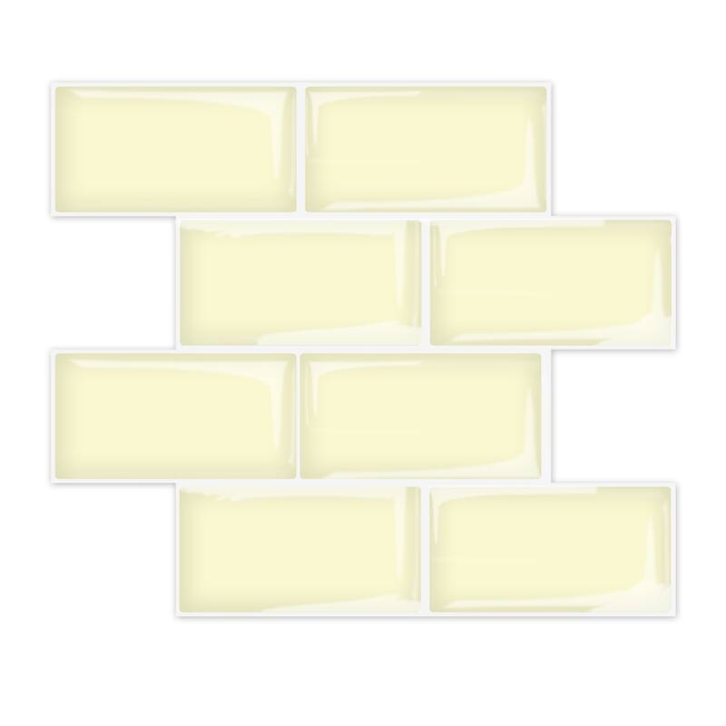 Art3d Peel and Stick Backsplash 14×12 in. Subway Tiles, Faux Ceramic Tiles (10 Tiles, Thicker Version) - Yellow