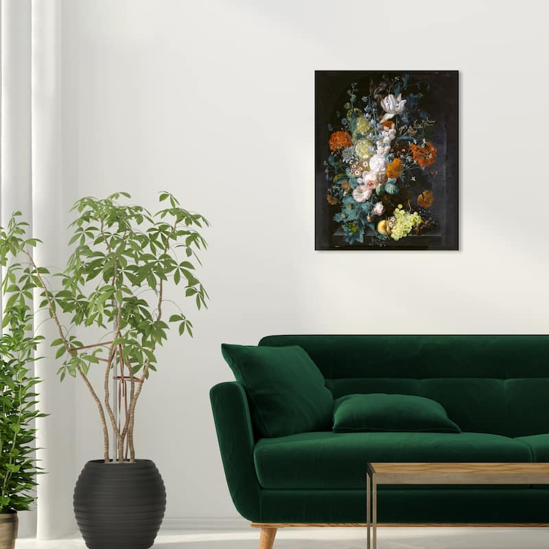 Wynwood Studio Canvas Floral and Botanical Margaretha Haverman - A Vase of Flowers Black and Traditional Wall Art Canvas Print - 24 x 20