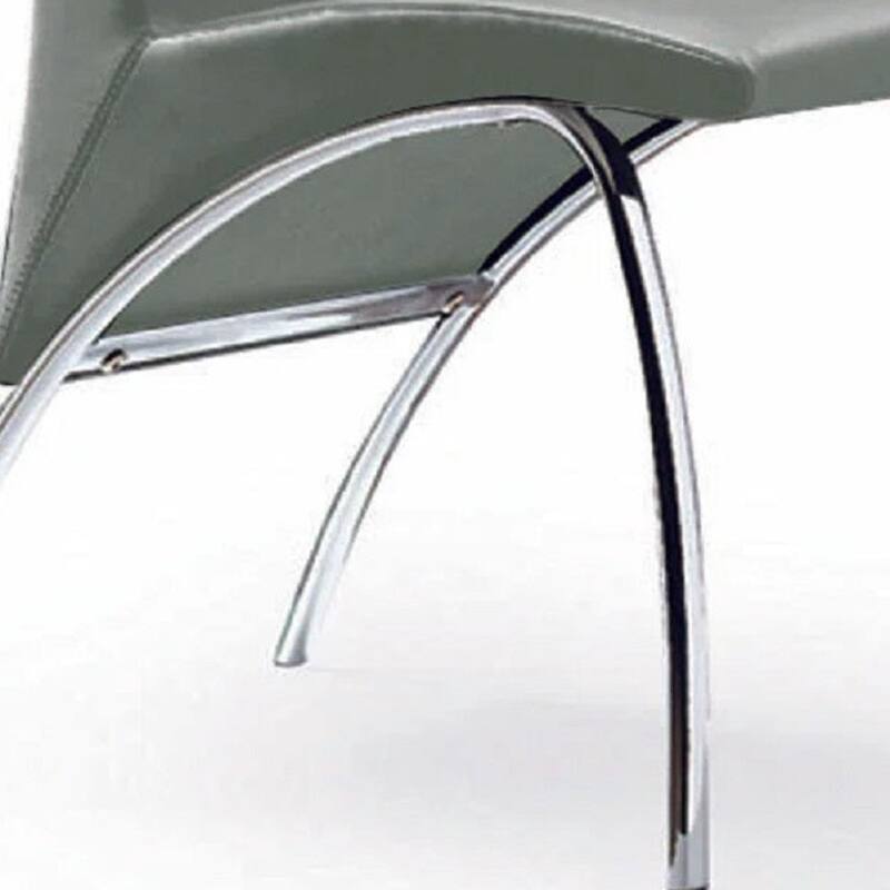 HomeRoots Set of Two Gray and Silver Upholstered Faux Leather Dining Side Chairs - 17.00 in. x 36.00 in. x 25.00 in.