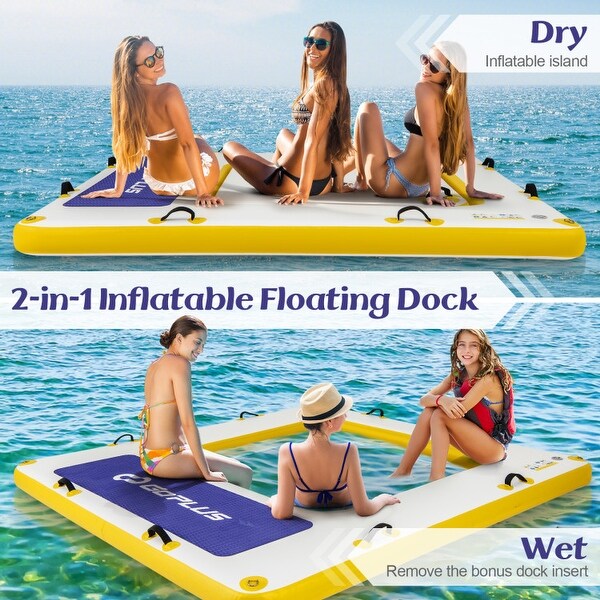 8 ft x 8 ft Inflatable Dock Platform with Mesh Swim Lounge - 96