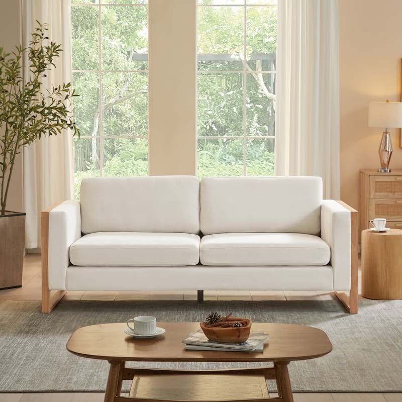 Christopher Knight Home - Lily Modern 79" 3-Seater Sofa with Solid Wood Legs - White