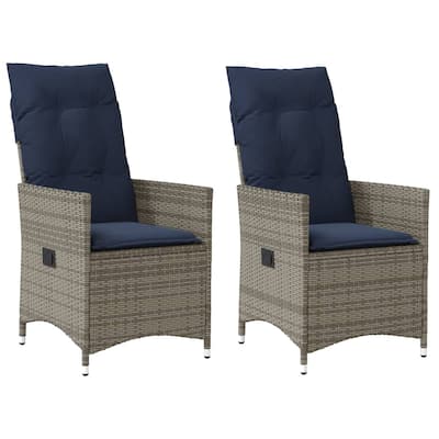 vidaXL Garden Sofa Set with Cushions Gray Poly Rattan - 22 x 23.2 x 36.2